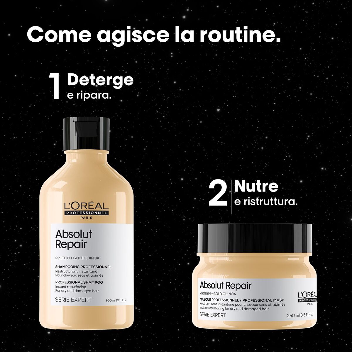 Hair Dressing Set L'Oréal Professionnel Paris Absolut Repair – Shampoo 300ml + Mask 250ml (2 Pieces)