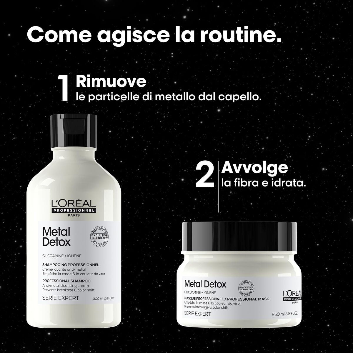 L'Oréal Professionnel Paris METAL DETOX Hair Care Set – 2 Pieces (Shampoo 300 ml + Mask 250 ml)